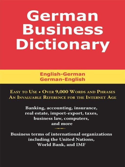 Title details for German Business Dictionary by Morry Sofer - Available